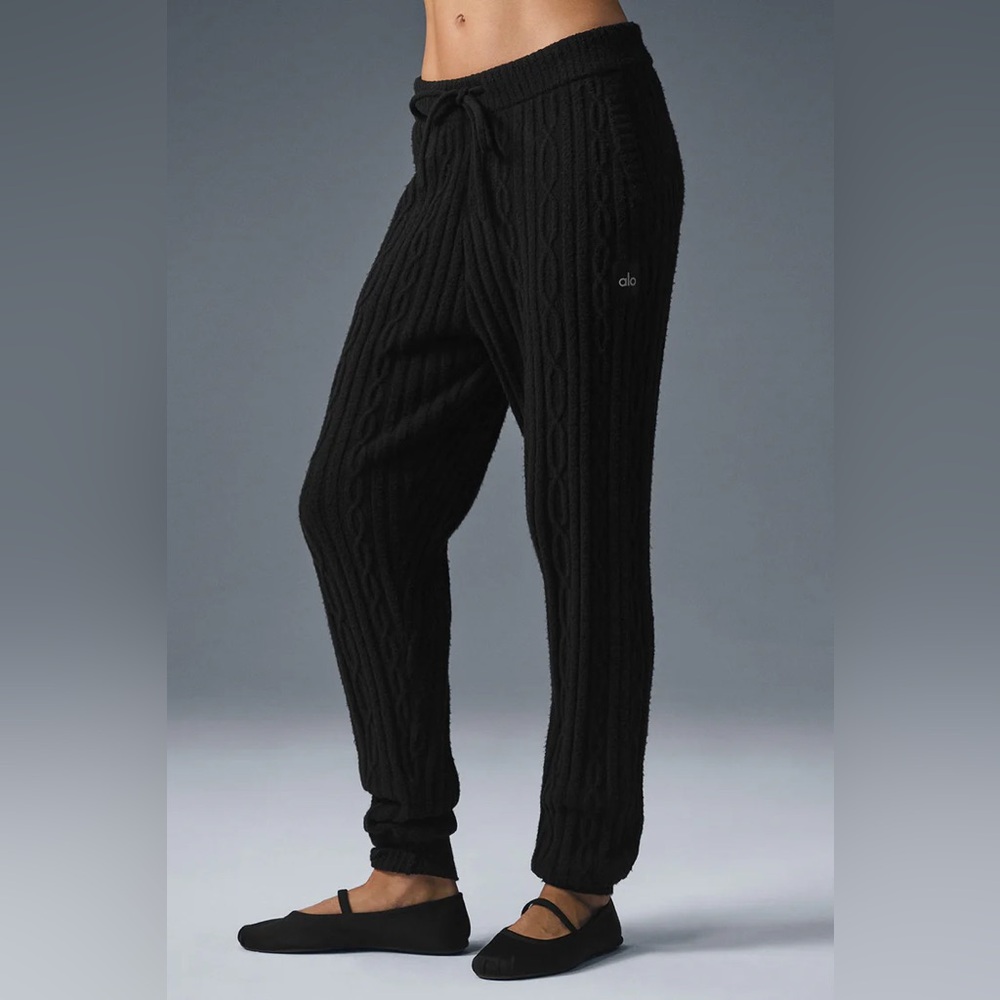 ALO Yoga Black Cable Knit Joggers
